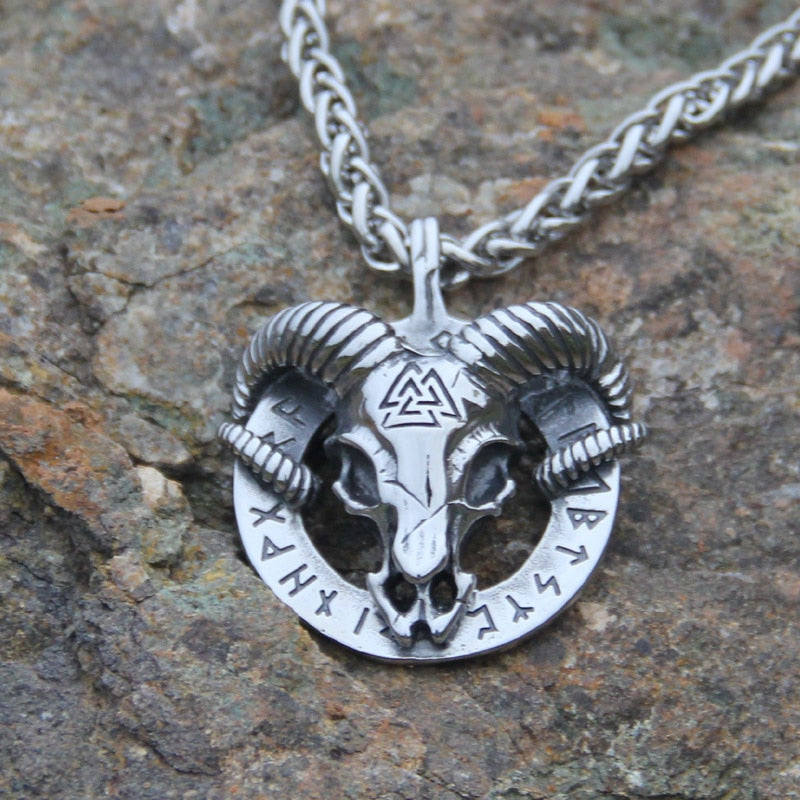 Goat valknut pendant necklace