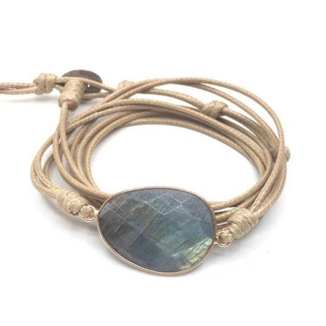 Unique Rope Wrap Labradorite Handmade Bracelet