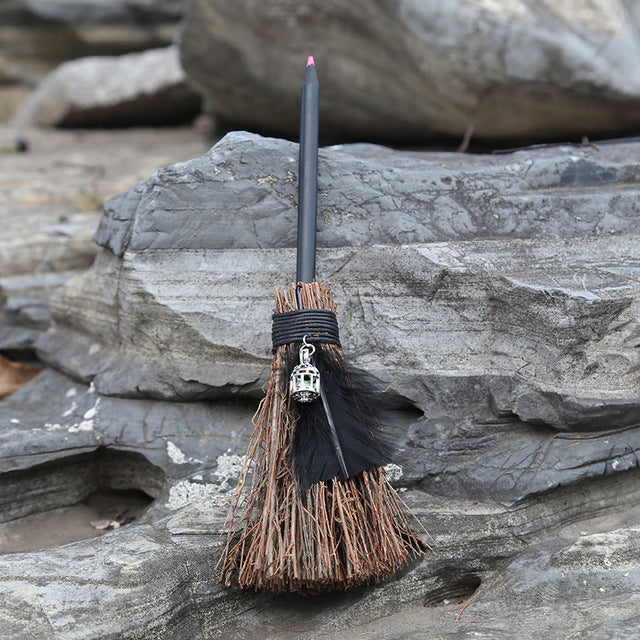 Witches Wicca Pencil Broom Necklace