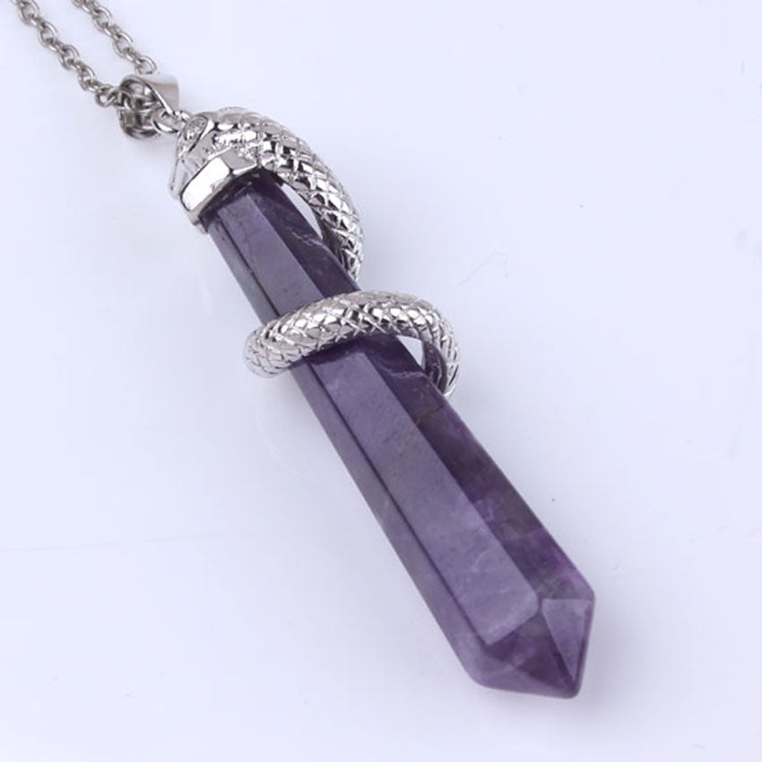 Natural Amethysts Snake Necklace