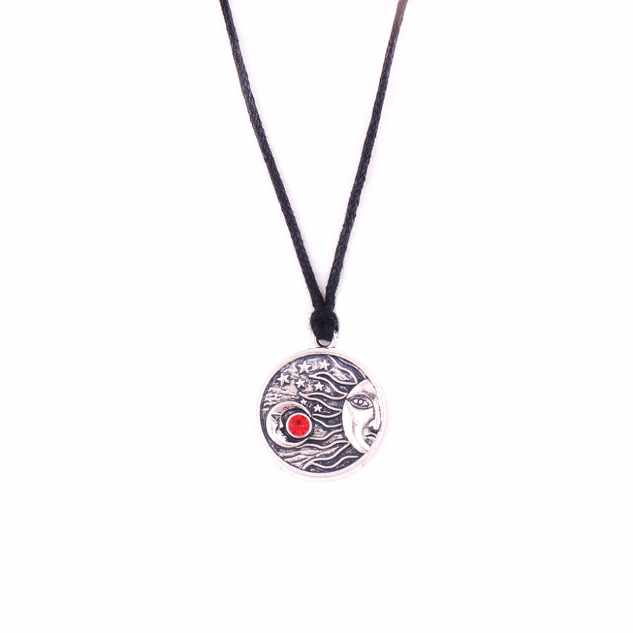 Sun Moon and Stars Crystal Antique Necklace