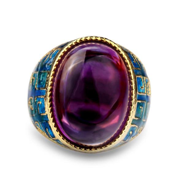 Natural amethyst 925 silver royal ring