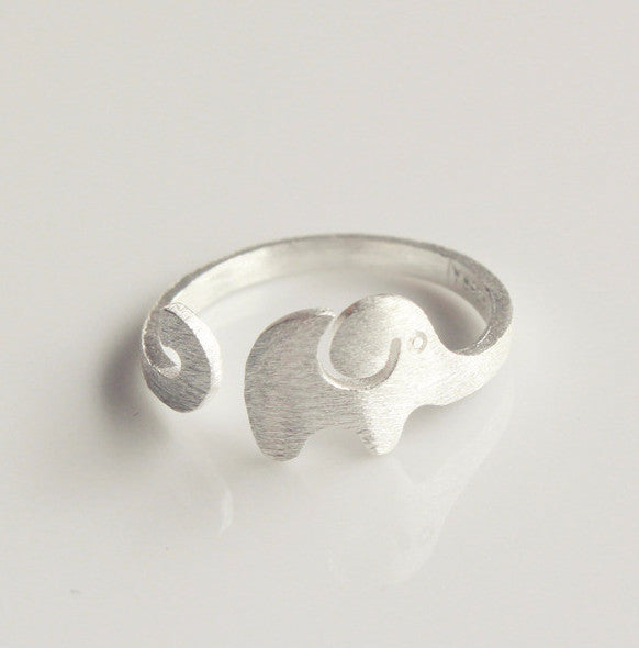 Elephant Ring - 925 Sterling Silver Open Ring - aleph-zero